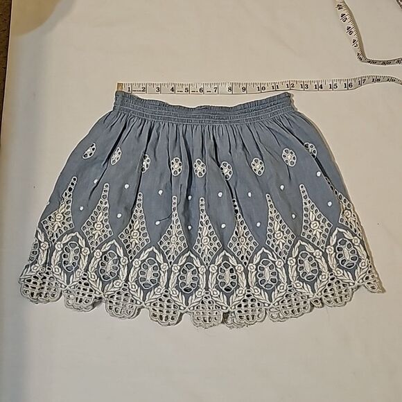 Joie wanita scalloped chambray eyelet skirt xs - Picture 2 of 4